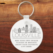 Louisville, KY Stylized Skyline | Aangepaste sloga Sleutelhanger (Voorkant)