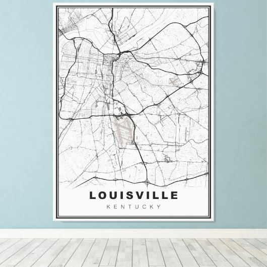Louisville Map Canvas Afdruk (Insitu (Houten vloer))