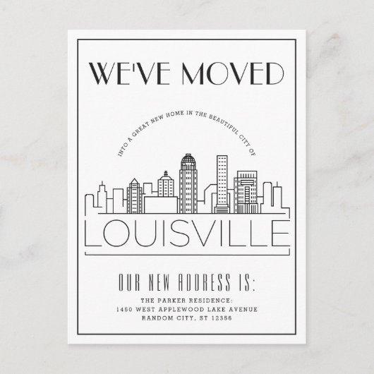 Louisville Modern Deco | Adres Gewijzigd Aankondigingskaart (Voorkant)