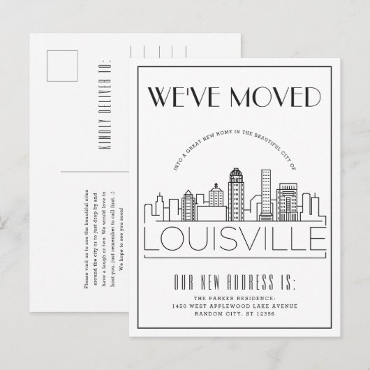 Louisville Modern Deco | Adreswijziging Aankondigingskaart (Voorkant / Achterkant)