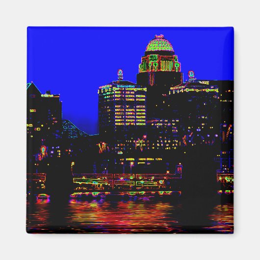 Louisville Neon Skyline Magnet (Voorkant)