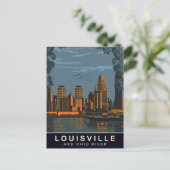 Louisville Skyline, Ohio rivier, Reizen Briefkaart (Staand voorkant)