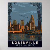 Louisville Skyline, Ohio rivier, Reizen Poster (Voorkant)