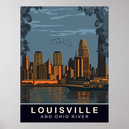 Louisville Skyline, Ohio rivier, Reizen Poster (Voorkant)