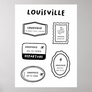 Louisville - Travel Stamp Collectie   minimalistis Poster