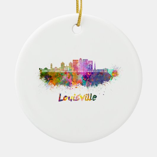 Louisville V2 skyline in waterverf Keramisch Ornament (Voorkant)