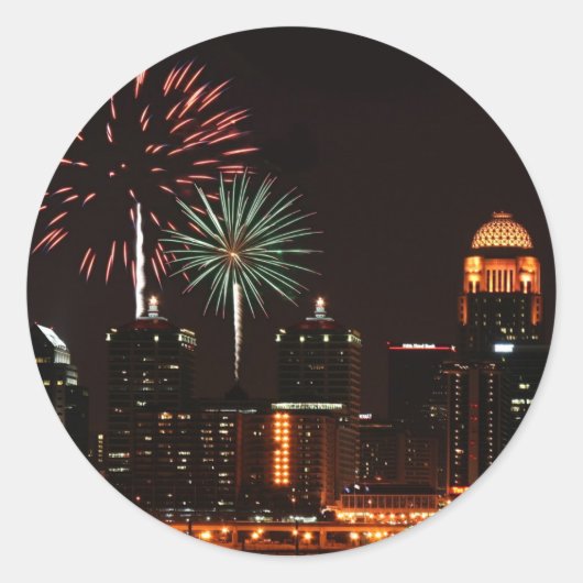 Louisville vuurwerk ronde sticker (Voorkant)