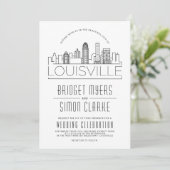 Louisville wedding | gestileerde skyline-uitnodigi kaart (Staand voorkant)