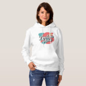 Loulou Arts Retro Hoodie - Pink Teal Brush Stroke  (Voorkant volledig)