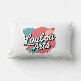 Loulou Arts Retro Pillow - Playful Pink Teal Brush Kussen