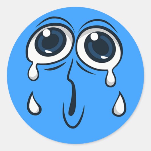 Louly Crying Face Ronde Sticker (Voorkant)