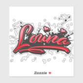 Louna red Heart Graffiti Aufkleber Sticker (Vel)