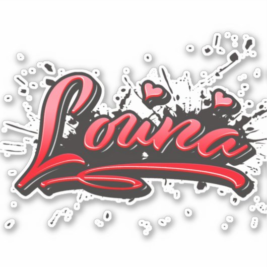 Louna red Heart Graffiti Aufkleber Sticker (Voorkant)