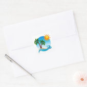Lounge aan het strand vierkante sticker (Envelop)