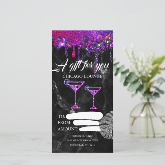 Lounge Bar Dranken Certificaat Bon (Staand voorkant)