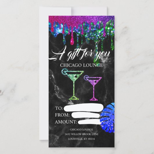 Lounge Bar Drink Certificate Voucher (Voorkant)