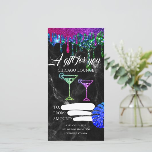 Lounge Bar Drink Certificate Voucher (Staand voorkant)