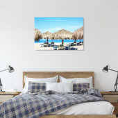 Lounge-carrossen en dergelijke paraplu's op strand canvas afdruk (Insitu (Slaapkamer))