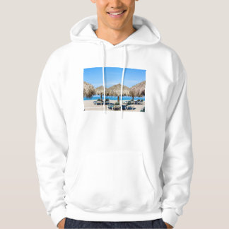 Lounge-carrossen en dergelijke paraplu's op strand hoodie