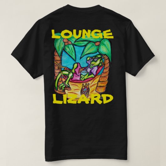 LOUNGE LIZARD CARTOON BLACK T-SHIRT (Design achterkant)