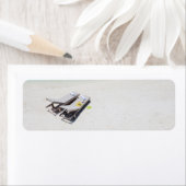 Lounge-stoelen op het strand etiket (Insitu)