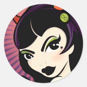 LoungeKat Sticker: Devil Girl Ronde Sticker