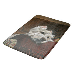 Loungen Westie op de bank Badmat