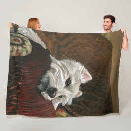 Loungen Westie op de bank Fleece Deken