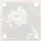 Loungen Westie op de bank Glazen Onderzetter (Achterkant)