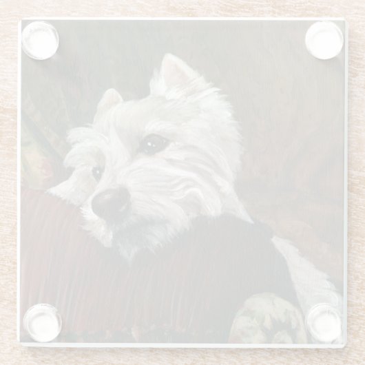 Loungen Westie op de bank Glazen Onderzetter (Achterkant)