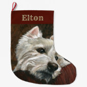 Loungen Westie op de bank Grote Kerstsok (Voorkant)