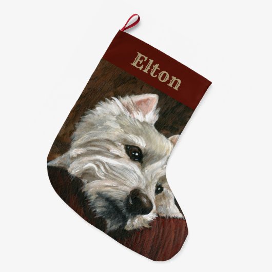 Loungen Westie op de bank Grote Kerstsok (Voorkant (Hangend))