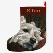 Loungen Westie op de bank Grote Kerstsok (Achterkant)