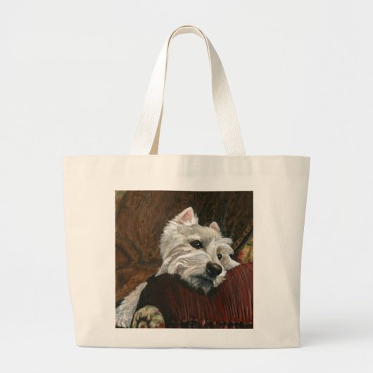 Loungen Westie op de bank Grote Tote Bag (Voorkant)