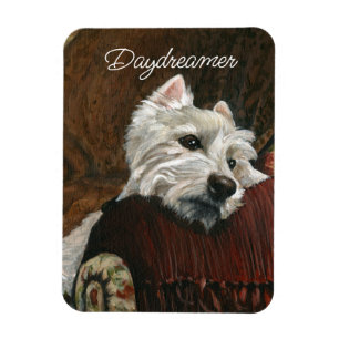 Loungen Westie op de bank Magneet