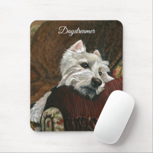 Loungen Westie op de bank Muismat