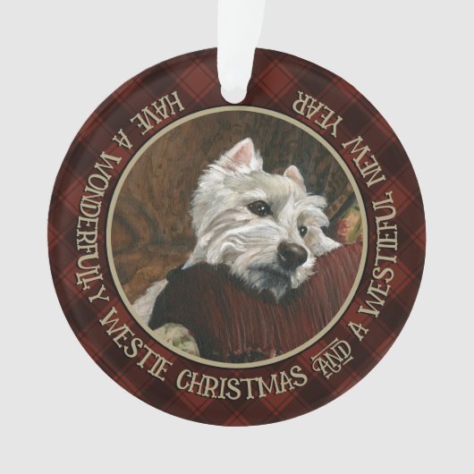 Loungen Westie op de bank Ornament (voorkant)