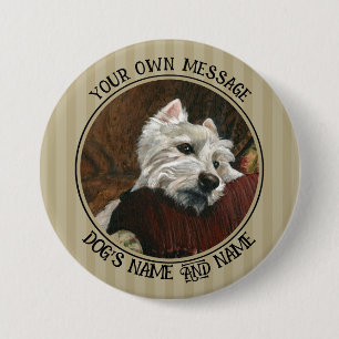 Loungen Westie op de bank Ronde Button 7,6 Cm