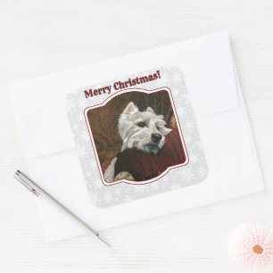 Loungen Westie op de bank Vierkante Sticker