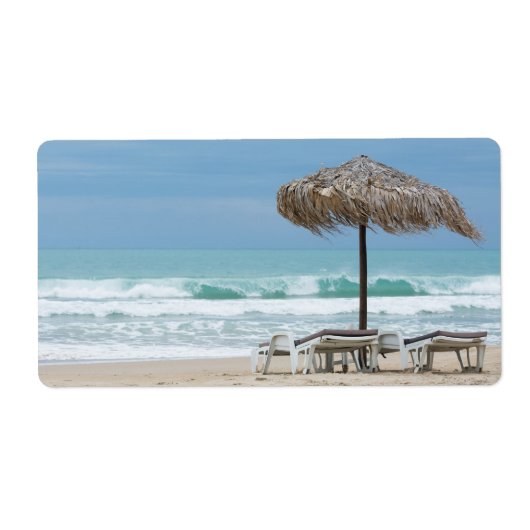 Lounges op het strand etiket (Voorkant)