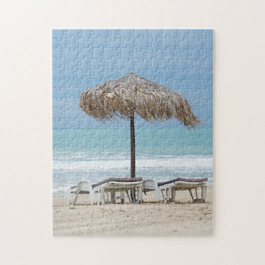 Lounges op het strand legpuzzel (Verticaal)