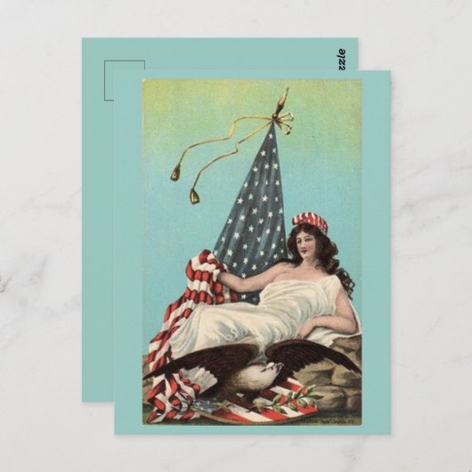  Lounging Lady Liberty Briefkaart (Voorkant / Achterkant)