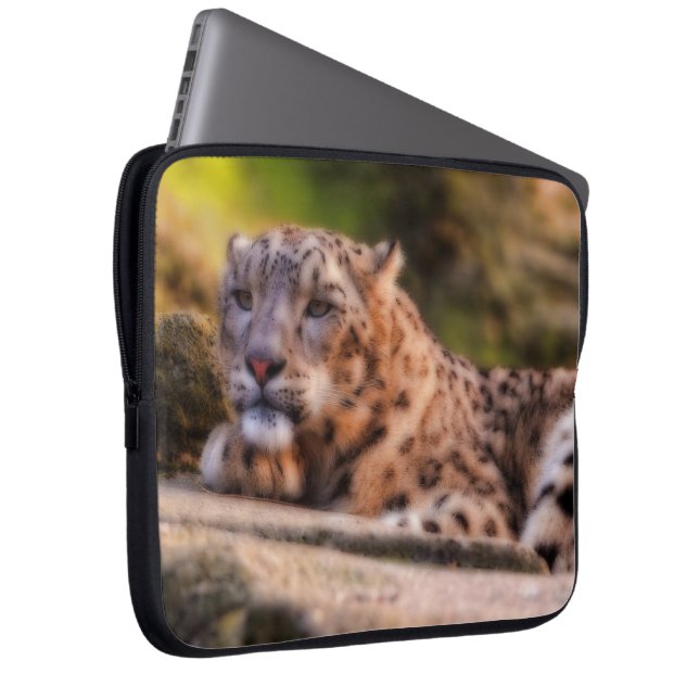Lounging Leopard Laptop Sleeve (Voorkant Rechts)