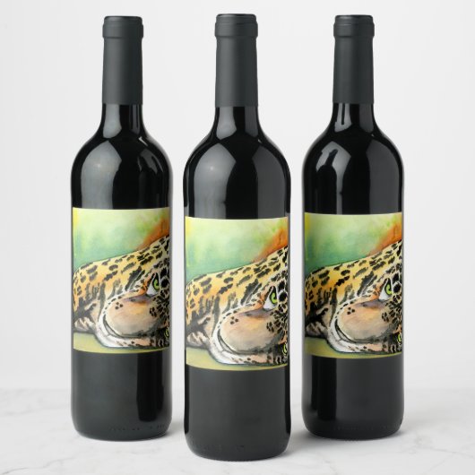 Lounging Leopard Wijn Etiket (Flessen)