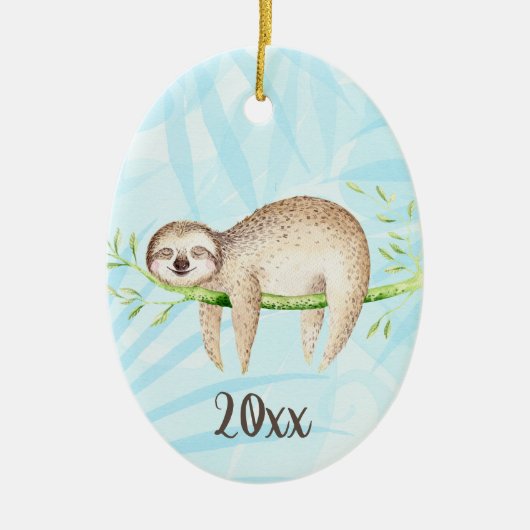 Lounging Sloth Keepomwille  jaar Keramisch Ornament (Voorkant)