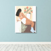 Lounging Woman Canvas Afdruk (Insitu (Houten vloer))