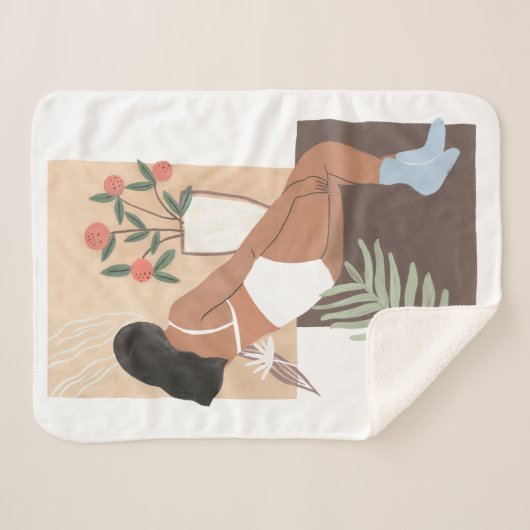 Lounging Woman Sherpa Deken (Voorkant (horizontaal))