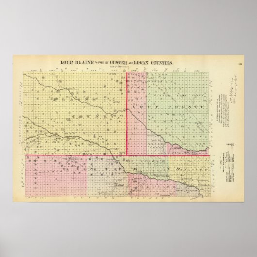 Loup, Blaine, Custer en Logan County, Nebraska Poster (Voorkant)
