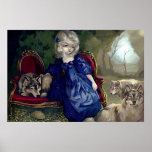 Loup-Garou La Tristesse Art print gothische wolf