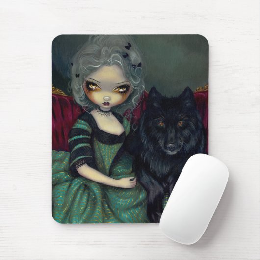 Loup-Garou:  Noir rococo gothic wolf Mousepad Muismat (Met muis)